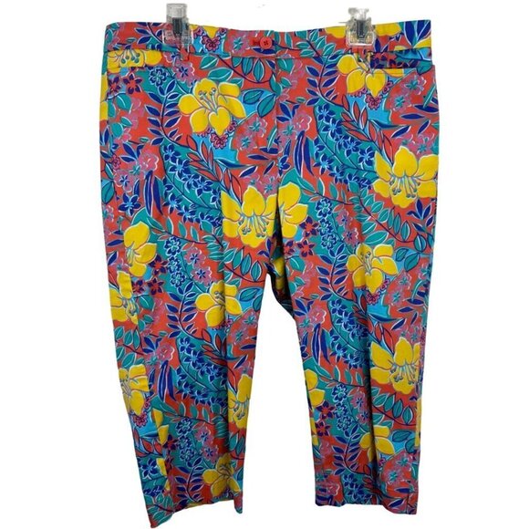 Talbots Pants - Talbots Multicolor Tropical Colorful Perfect Skimmer Cropped Pants Size 16P EUC